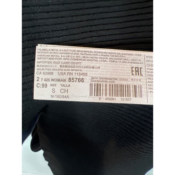 New MNG MANGO Black Off Shoulder Long Sleeve Ribbed Sweater Dress S - Picture 13 of 16